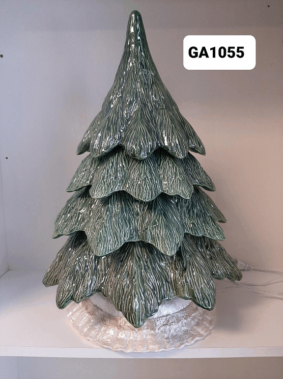 Drape Tree with White Pearl Acrylic Base – 5-Piece Ceramic Design